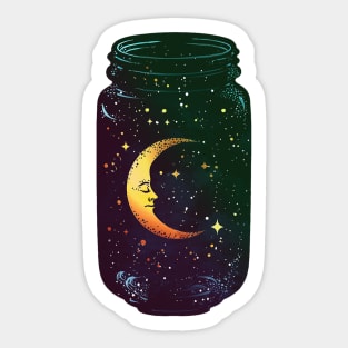 Whimsical Moon - Galaxy Jar Sticker